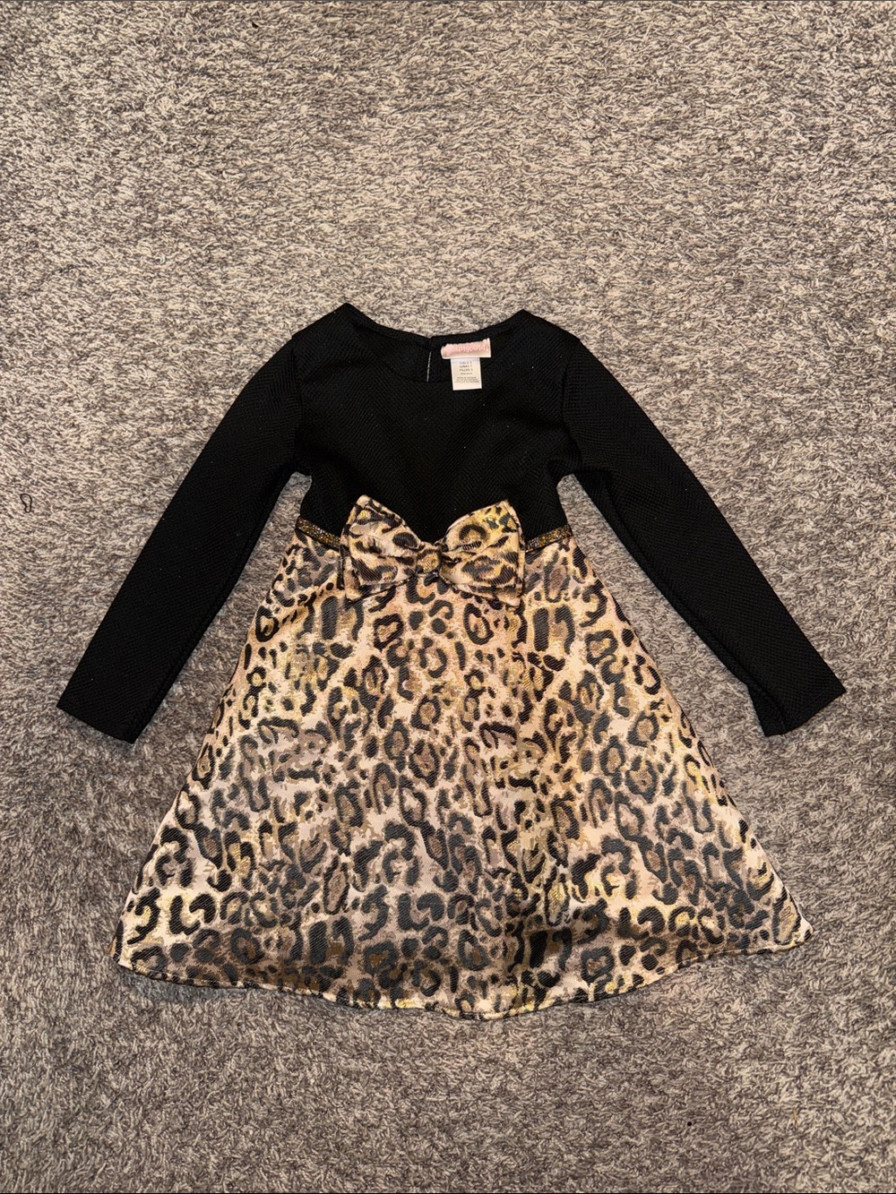 Youngland Black Top with Leopard Print Skirt Dress Size 5